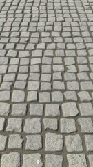 Irregular grey cobblestones forming a textured pavement, rock, city, surface