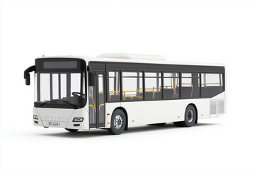 Selective focus shuttle bus isolated on white background, Public transport bus on white.