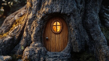 small door of an elf in a tree