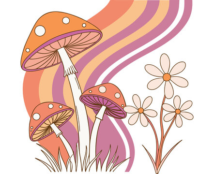 recommend clip art:  groovy rainbow and mushrooms Clipart PNG 