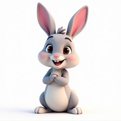 Obraz premium Cute Cartoon Bunny Rabbit, isolated on white background