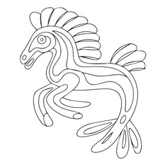 Seahorse fish cartoon coloring page illustration vector. For kids coloring book.