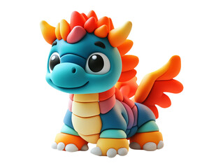 Obraz premium Colorful Cute Dragon Character Toy on Transparent Background