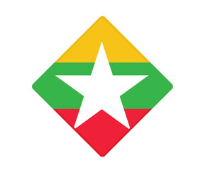 Myanmar flag square shaped. vector
