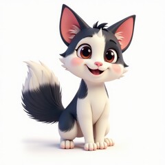 Fototapeta premium Adorable Cartoon Kitten, isolated on white background