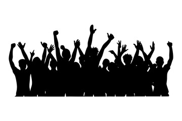 A cheering crowd vector silhouette on white background 02
