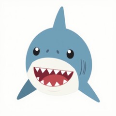 Obraz premium Cute Cartoon Shark Character, isolated on white background