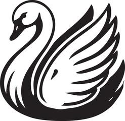 Swan Silhouette and line art vector illustration design