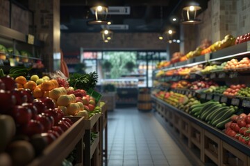 Fototapeta premium Supermarket fruit and vegetable zone