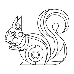 Squirrel. Coloring book. Hand drawn funny squirrel with nut for adult anti stress Coloring Page with high details isolated on white background, illustration in zentangle style.Vector