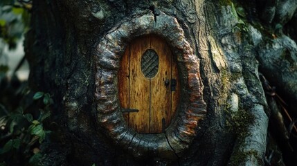 small door of an elf in a tree