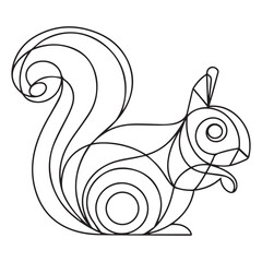 Squirrel. Coloring book. Hand drawn funny squirrel with nut for adult anti stress Coloring Page with high details isolated on white background, illustration in zentangle style.Vector