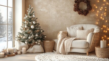 Cozy holiday living room with Christmas decor