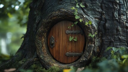 small door of an elf in a tree