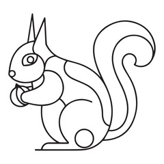 Squirrel. Coloring book. Hand drawn funny squirrel with nut for adult anti stress Coloring Page with high details isolated on white background, illustration in zentangle style.Vector