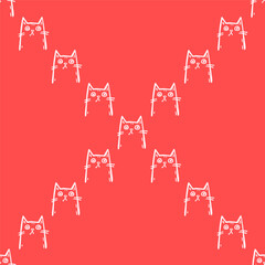 Seamless vector pattern with cute draw cats. Simple doodle style	

