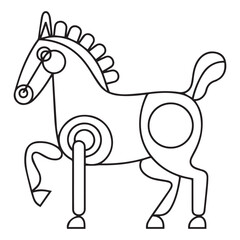 vector drawing of a cartoon horse, for a coloring book.