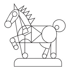 vector drawing of a cartoon horse, for a coloring book.