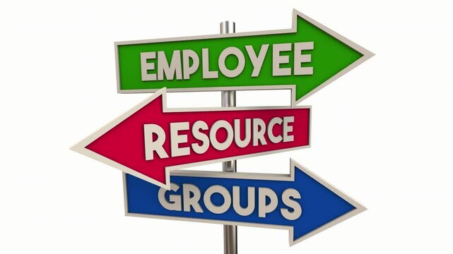Employee Resource Groups ERGs Arrow Signs Clubs Voluntary Participation Join Culture Engage 3d Animation