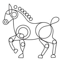 vector drawing of a cartoon horse, for a coloring book.