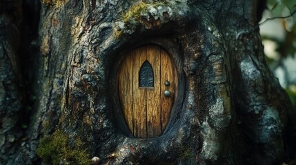 small door of an elf in a tree