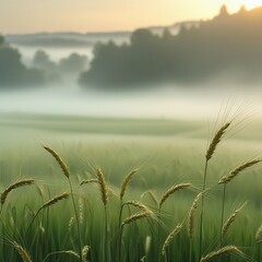 Naklejka premium wheat field in the morning