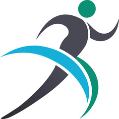 "Minimalist Fitness Logo with Active Human Silhouette and Motion Lines | Dark Gray and Neon Accents"