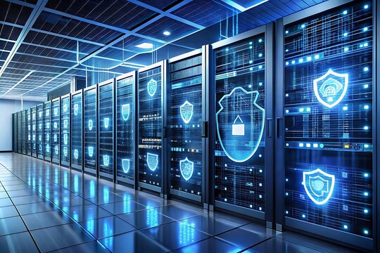 A secure server room with multiple layers of protection