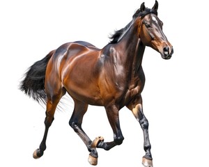 Obraz premium Horse On White. Beautiful Bay Clydesdale Horse Isolated on White Background