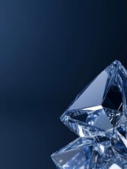 Blue Crystal Fragments - Sparkling facets, geometric shapes, deep blue hues, luxurious texture, icy feel.  Symbolizes purity, elegance, strength, precision, and brilliance.
