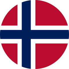 Obraz premium Norway rounded icon, norwegian national flag colors circle button