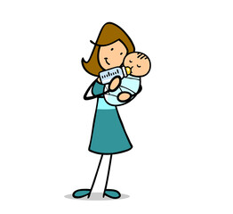 Fototapeta premium Fürsorgliche Mutter hält Baby und füttert es mit Flasche