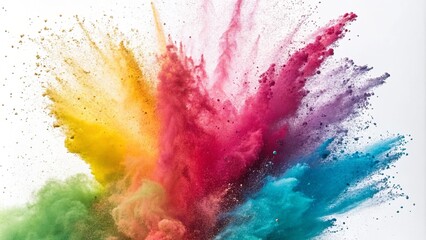 Fototapeta premium Explosion of colored powder, isolated on white background