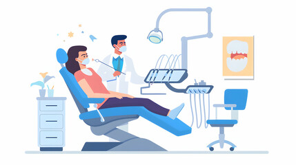 Fototapeta premium Modern Dental Clinic Scene with Patient and Dentist in Treatment