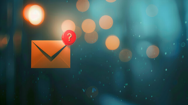 Email Communication Concept with Question Mark on Abstract Background