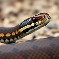 Obraz premium Boiga multo maculata snake closeup on natural background
