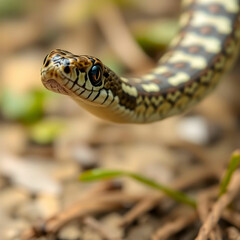 Fototapeta premium Boiga multo maculata snake closeup on natural background
