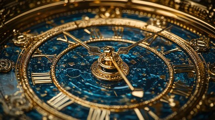 Obraz premium Close-up of antique clock face with intricate details.