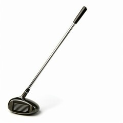 Single golf club is shown laying on a white background