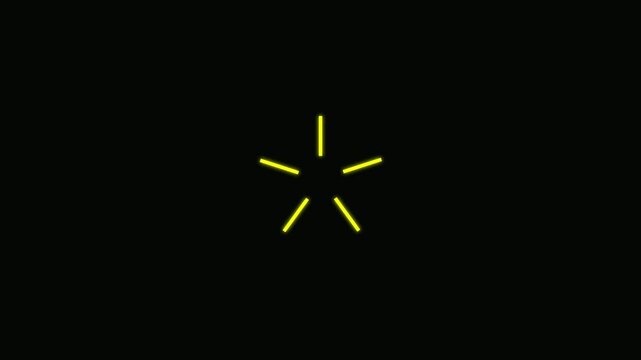 Explosive line animation Pop-up line animation, Bursts And Sparks, Circle blasts, yellow line Explosive Motion fireworks on black screen  background.