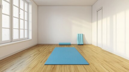 Minimalist Wellness Room with Yoga Mats