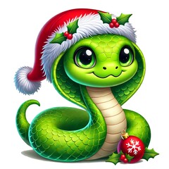 Fototapeta premium New Year Snake 2025. Clipart is a great choice for creating cards, invitations, party supplies and decorations. AI generated.
