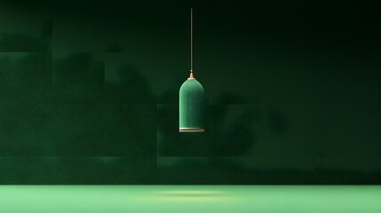 Elegant Green Lantern Hanging in Dark Room