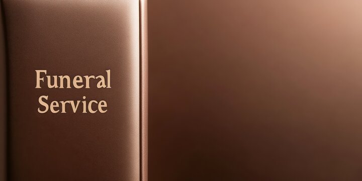 Elegant bronze funeral service book cover with gold lettering