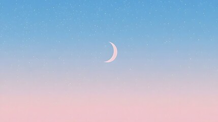 Pastel Sky with Crescent Moon and Stars