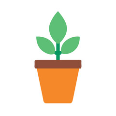 Potted Plant Illustration with Green Leaves