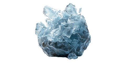 Blue ice rock fragment isolated on transparent background
