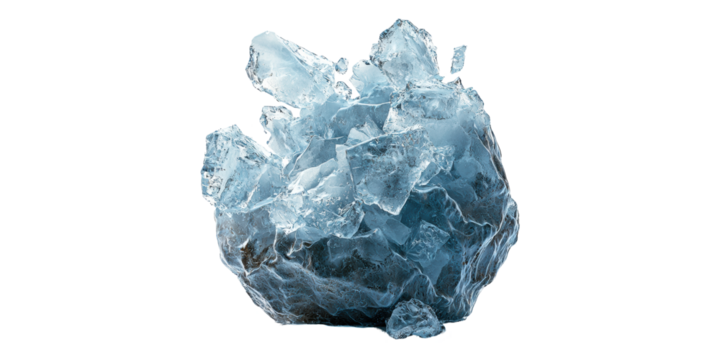 Blue ice rock fragment isolated on transparent background