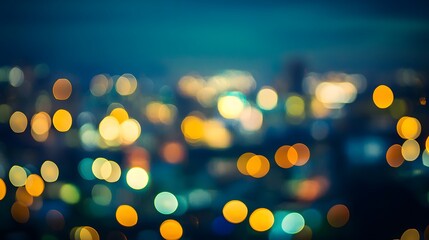 Abstract Night City Lights Bokeh Background