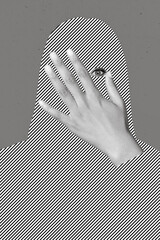 Creative abstract template collage of woman female hidden silhouette pink hand arm eye incognito...